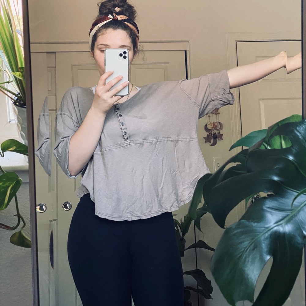 Free People Cropped Oversized Tee